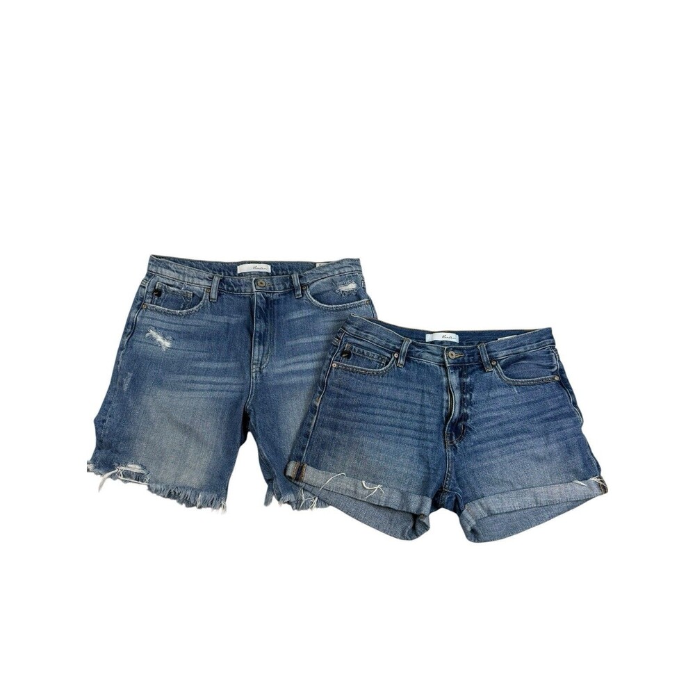 Kancan Denim Shorts Bundle Size 9/28 High Rise Distressed Raw Hem 2 Pair